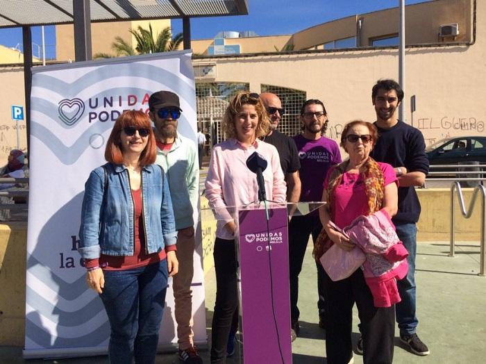 La candidata a la Presidencia por Unidas Podemos Melilla, Gema Aguilar, en Cabrerizas