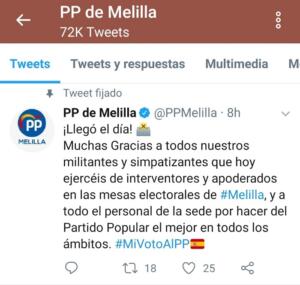 Ejemplo de uno de los tuits del día del Partido Popular