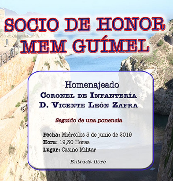 Cartel del acto de entrega del Premio Miembro de Honor de hoy en el Casino Militar
