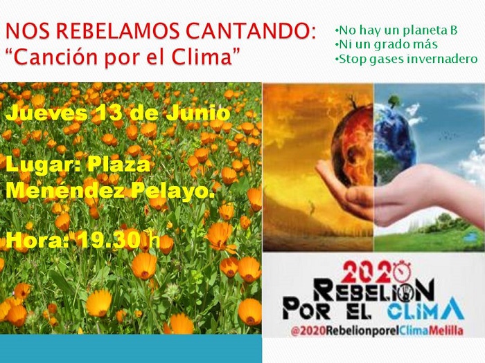 Cartel del acto organizado por la Plataforma 2020 Rebelión por el Clima Melilla