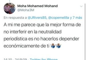 Escribió este tuit que luego borró