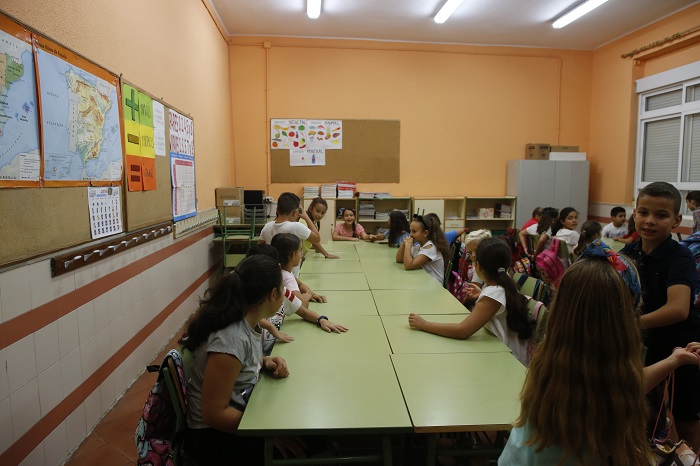 Una de las aulas con sus alumnos de un centro educativo de Melilla