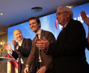 Miguel Marín junto al presidente del PP, Pablo Casado, y Juan José Imbroda en Melilla