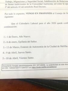 Propuesta de la Consejería de Presidencia, incluida en el Orden del Día de la Comisión de Presidencia de hoy