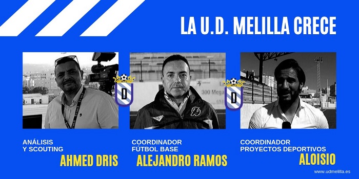 Imagen de los responsables que componen el proyecto del fútbol base de la U.D. Melilla