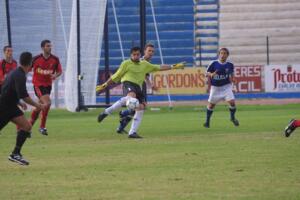 César Gálvez en su segunda etapa de portero de la U.D. Melilla, en la temporada 2002-03