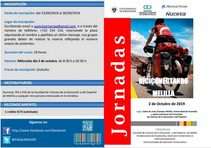 Cartel de las jornadas de ‘Biciconectando’ que tendrán lugar hoy en el Campus de Melilla
