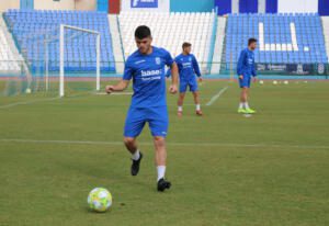 Carri, durante el entrenamiento de ayer, en el Estadio Álvarez Claio