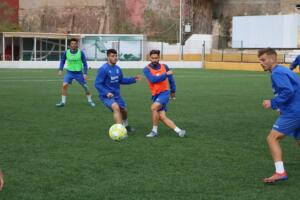 Imagen de la sesión de entrenamiento de ayer en La Espiguera