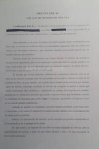 Imagen del escrito presentado por una comisión de padres a la Fiscalía de menores