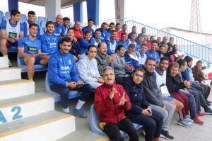 Foto de familia en las gradas del Estadio Municipal Álvarez Claro