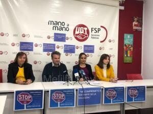 Francisco Días, junto a Farah Mohamed y Mayte Molina del sindicato UGT Melilla