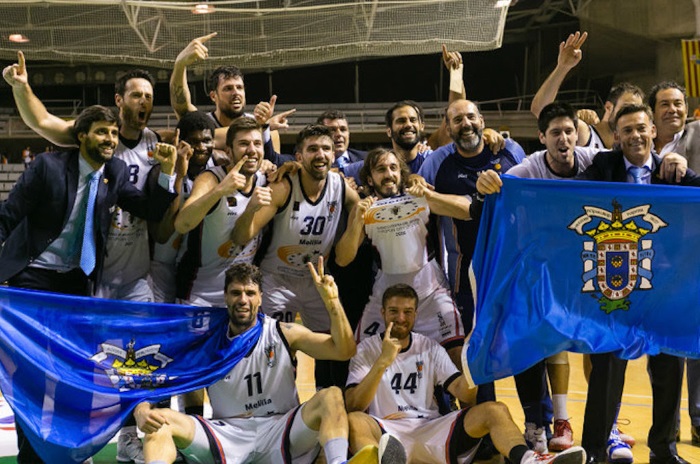 Imagen de un momento histórico para el Melilla Baloncesto como fue el ascenso a la ACB en el año 2016