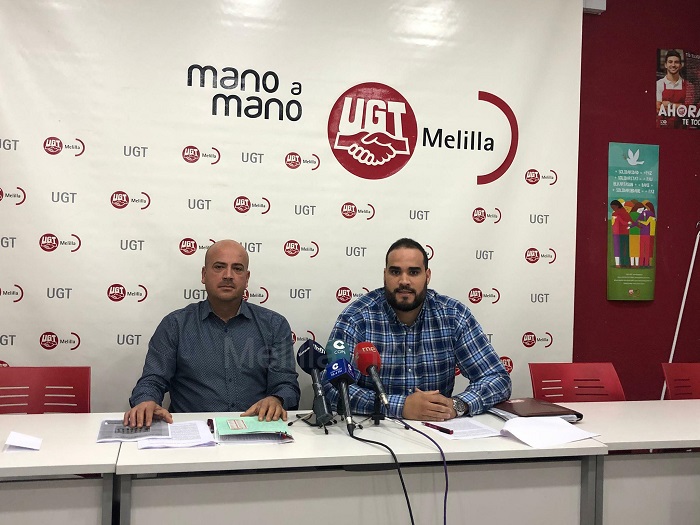 Milud Mimon, secretario general seguridad privada de UGT Melilla y Mohamed Abdelkader