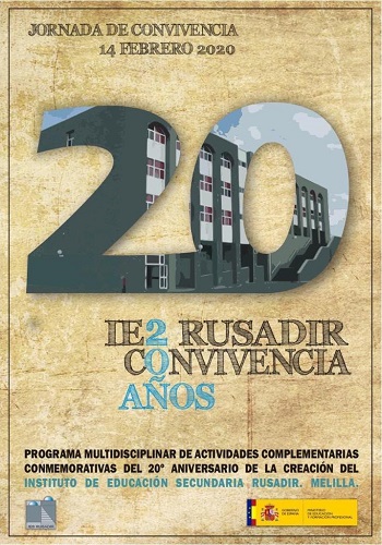 Cartel de celebración del XX Aniversario del IES Rusadir