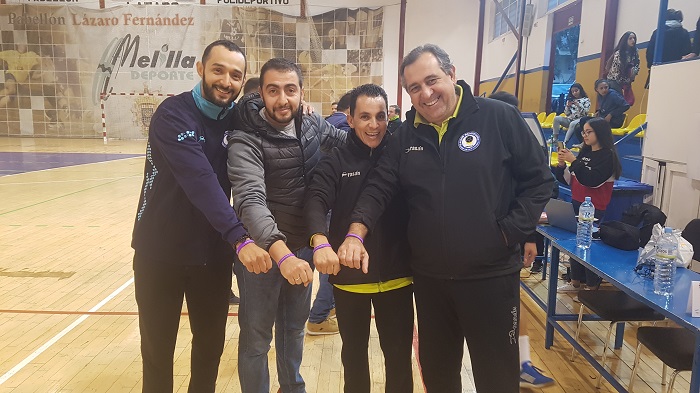 Faisal Salmi (segundo entrenador), Naser Bagdad (presidente), Bugy (delegado) y Pablo Torres (primer entrenador)