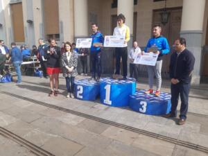 Pódium de la categoría masculina de la VIII Media Maratón Ciudad de Melilla