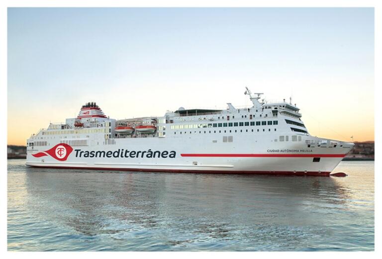 Imagen del buque Ciudad Autónoma de Melilla, que realiza las rutas Melilla - Málaga y Melilla - Almería y viceversa
