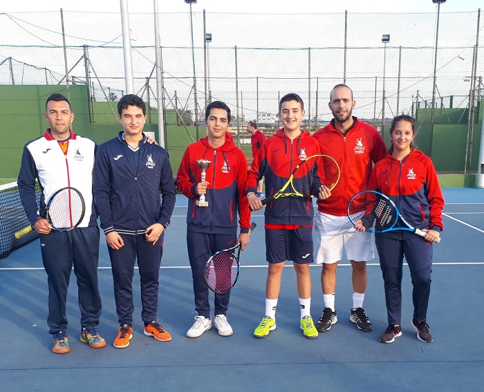 Tenistas de la Liga de Perfeccionamiento: Juanjo Pedreño, Anuar Ahmed, Reda Maanan y Ángela Vega