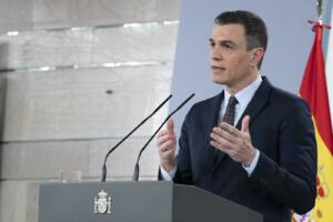 El presidente del Gobierno, Pedro Sánchez, dando a conocer ayer la medida
