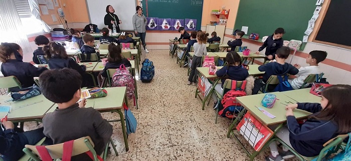 Los alumnos en un centro escolar de Melilla