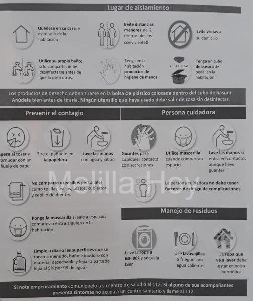 Folleto con las recomendaciones que Salud Pública está distribuyendo en el aeropuerto a los viajeros que proceden de Madrid, zona de riesgo de coronavirus