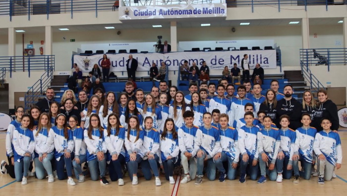 Imagen de los diferentes combinados melillenses, infantiles y cadetes, que han participado esta temporada en los Campeonatos de España de SS.AA.
