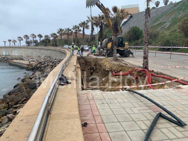 El cierre de la frontera con Marruecos está complicando el suministro de materiales para ejecutar la obra y reparar el agujero de más de 10 metros