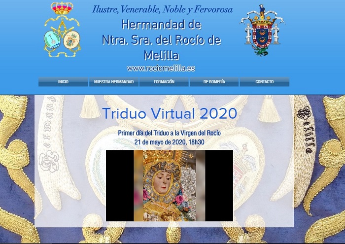 La Hermandad del Rocío de Melilla realizando su triduo de forma virtual en su web