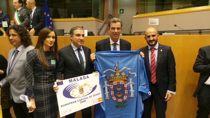 Antonio Miranda, en el acto oficial en que Melilla fue elegida Ciudad Europea del Deporte