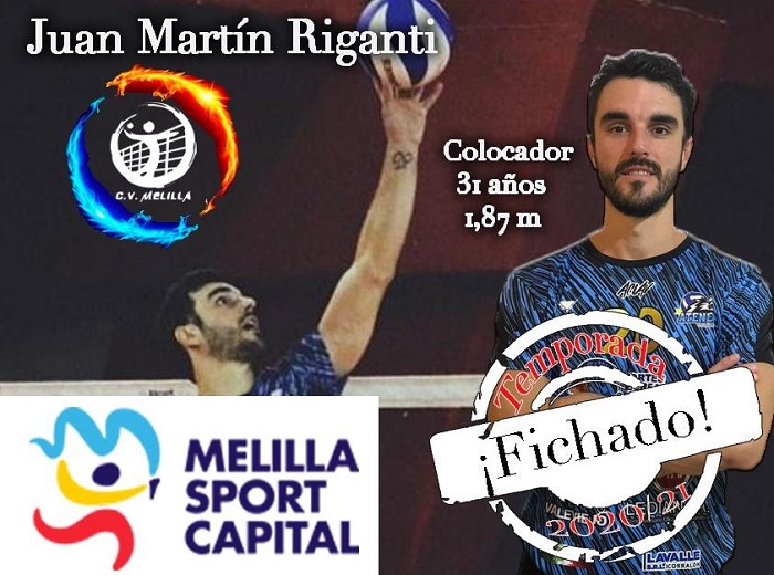 Juan Martín Riganti reforzará el puesto de colocador en el Club Voleibol Melilla