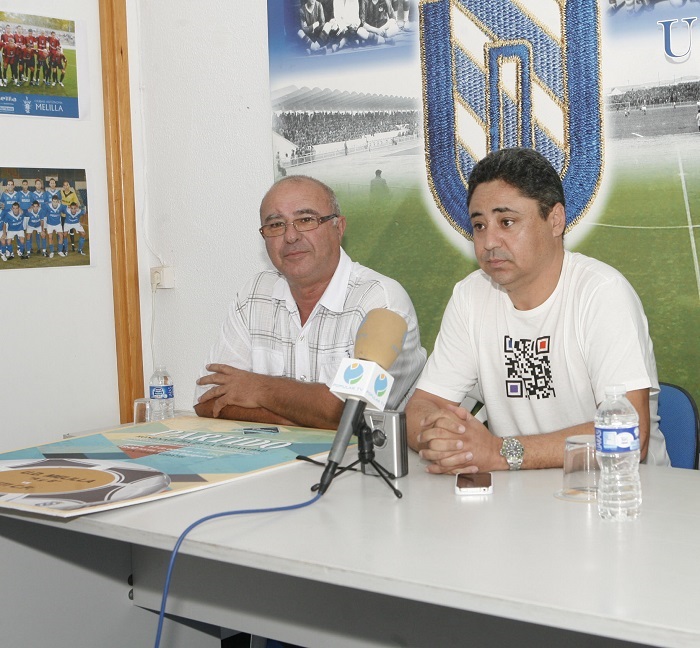 Hassan Hamed, vicepresidente y portavoz del Melilla C.D., junto al presidente del club, Juan José Pedreño