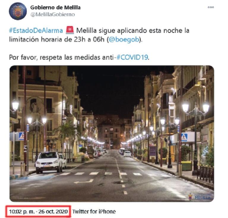 El Gobierno avisó en un tuit dos minutos después de las 10 de la noche que se podía estar hasta las 11 en la calle
