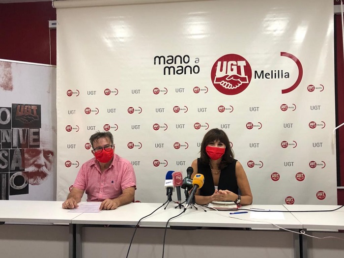El secretario general de UGT, Francisco Díaz, y la secretaria de Organización, Maite Molina