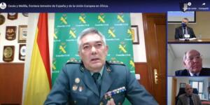 El coronel Antonio Sierras, jefe de la Comandancia de la Guardia Civil en Melilla, participó en el acto del Instituto de Seguridad y Cultura sobre Ceuta y Melilla, frontera terrestre de España y de la Unión Europea en África