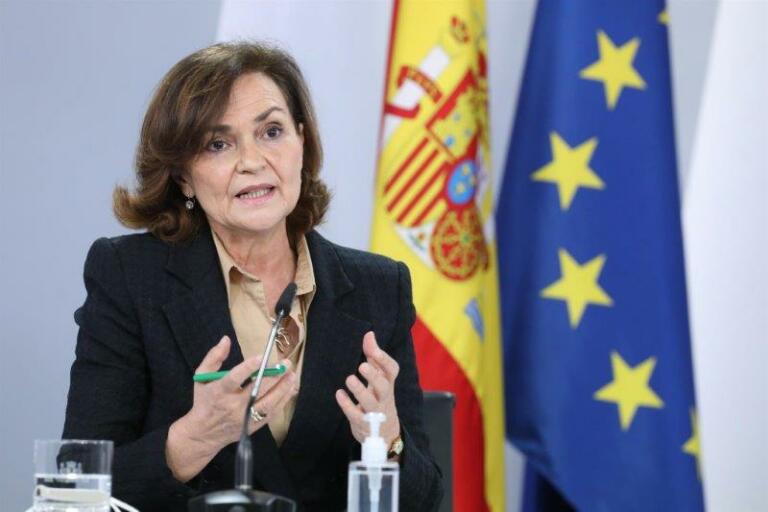 La vicepresidenta primera del Gobierno y ministra de Presidencia y Relaciones con las Cortes, Carmen Calvo