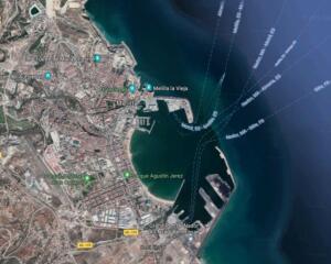Vista aérea de los puertos de Melilla y Beni-Enzar a través de Google Maps
