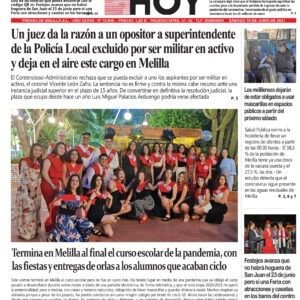 Portada Melilla Hoy 19 de junio de 2021