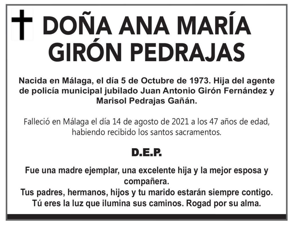 ESQUELA- Doña Ana María Girón Pedrajas