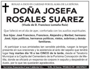 ESQUELA- DOÑA JOSEFA ROSALES SUAREZ