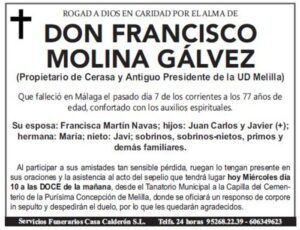 ESQUELA-DON FRANCISCO MOLINA GÁLVEZ