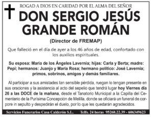 ESQUELAS- DON SERGIO JESÚS GRANDE ROMÁN