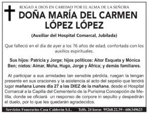 ESQUELA- Doña María Del Carmen López López