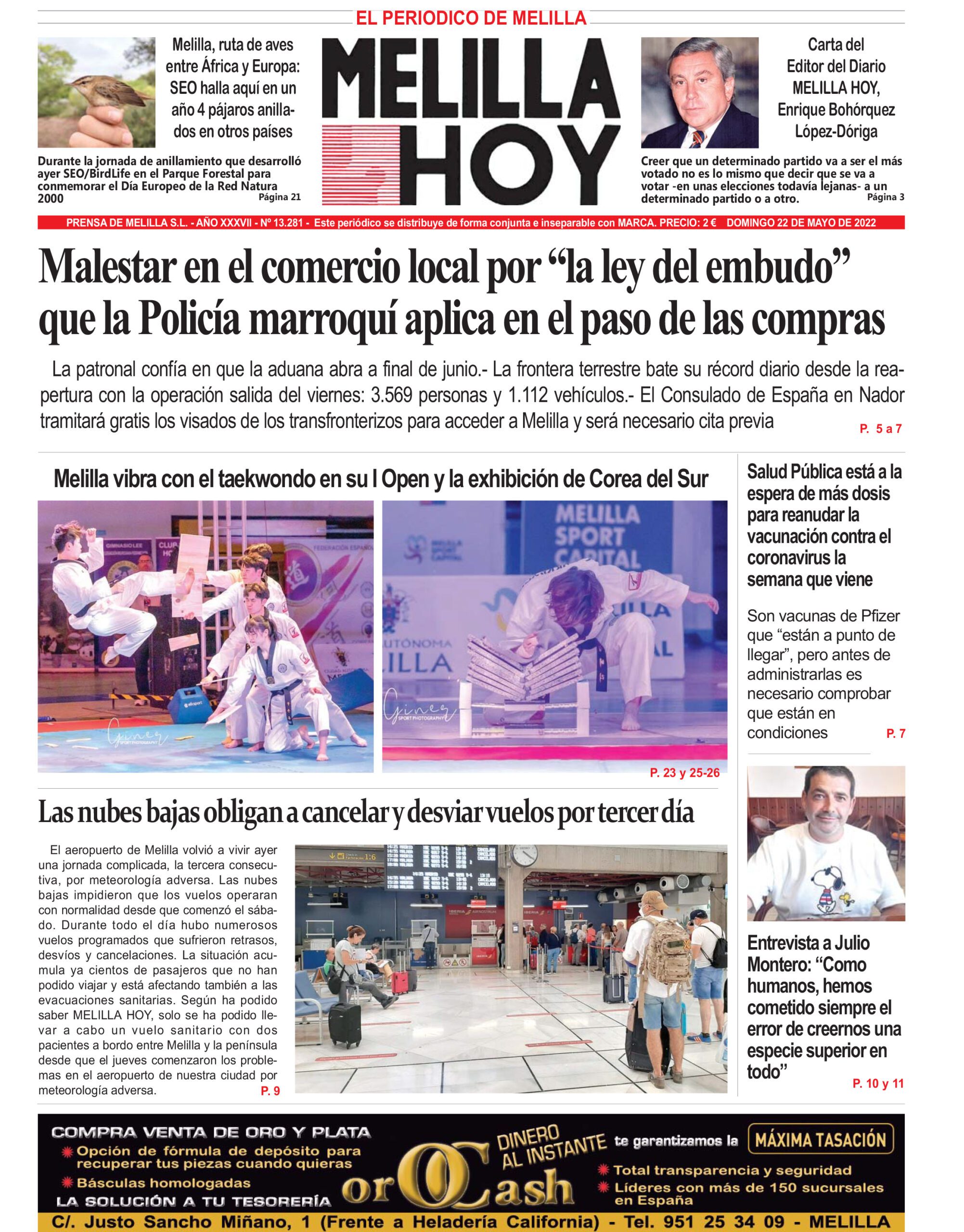 Consulte la portada de MELILLA HOY del DOMINGO 22 de mayo de 2022 -  MelillaHoy