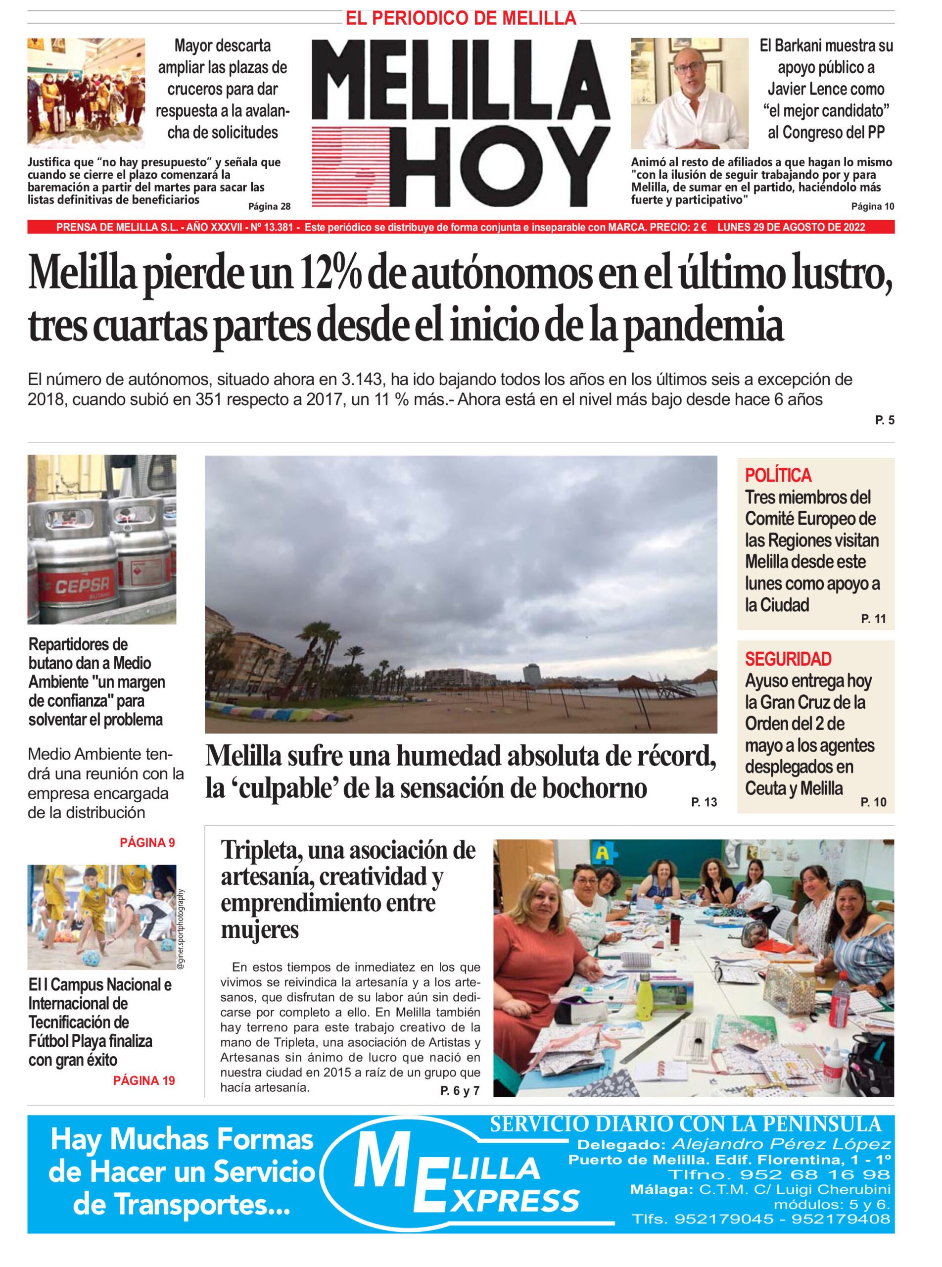 Consulte La Portada De Melilla Hoy Del Lunes 29 De Agosto De 2022