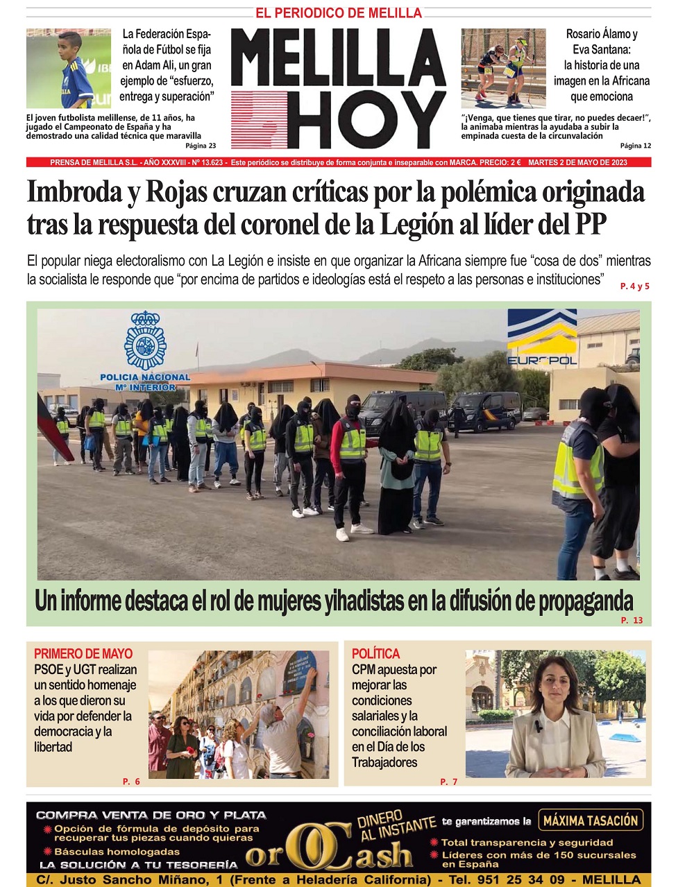 Consulte la portada de MELILLA HOY del martes 2 de mayo de 2023