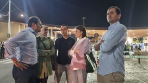 Visita de Dunia Almansouri y otros miembros de CPM a la frotnera cuando reabrió el 17 de mayo de 2022