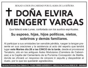 ESQUELA ELVIRA MENGERT VARGAS