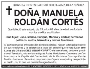 ESQUELA MANUELA ROLDÁN CORTÉS