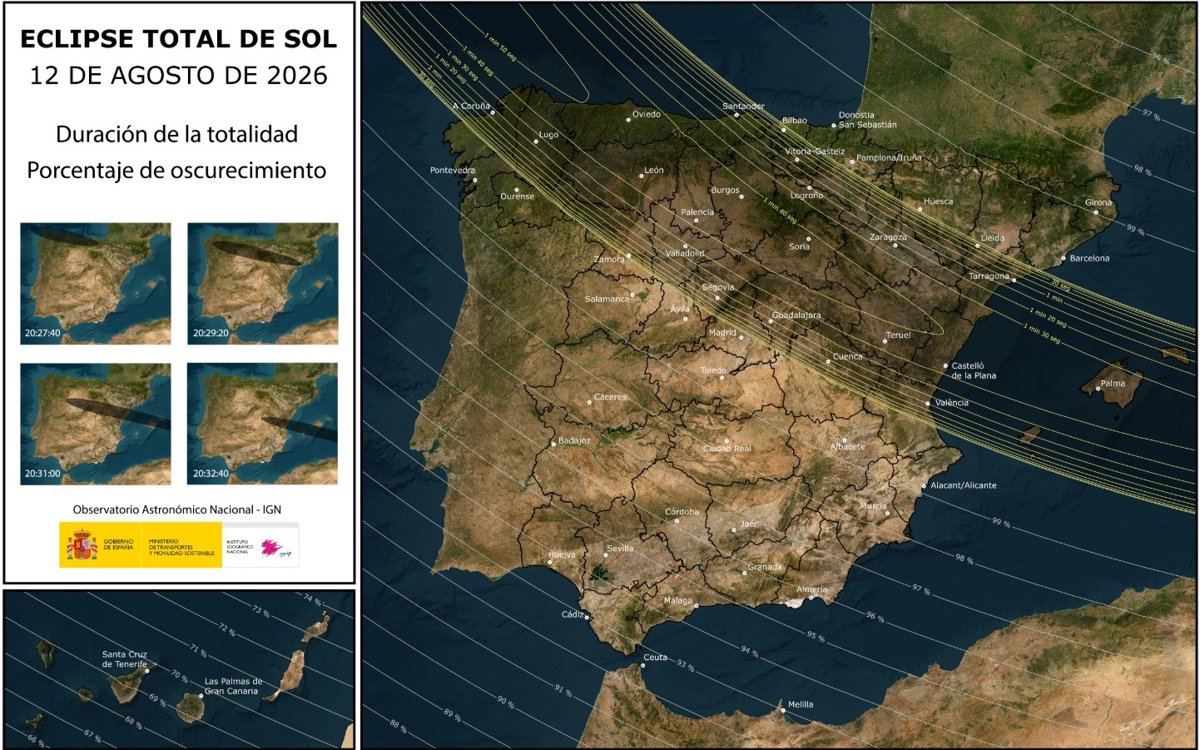 Los mejores lugares en España para ver el gran eclipse solar de 2026 Los mejores lugares en España para ver el gran eclipse solar de 2026